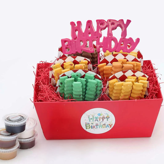 Happy Birthday Gift Basket - 6 Cartons Cookie Fries