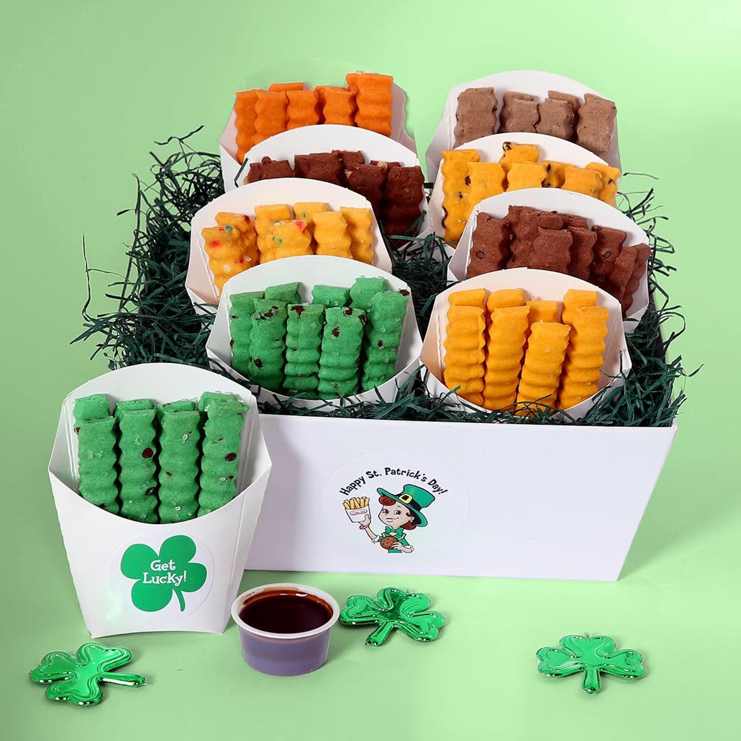 St. Patrick's Day Cookie Fries Basket - 8 Cartons